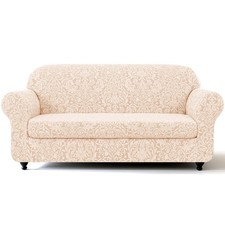 SUBRTEX 2 Piece Loveseat Covers, Jacquard Damask 2 Seater Couch Cover with Se...