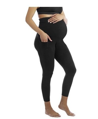 Time & Tru Women Sz S, M Maternity Active Leggings Black Wicking Tech Soft (ZB)