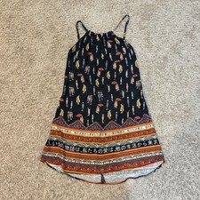 FARM Rio Dress Womens Small Black Japanese Print Viscose Boho Maxi