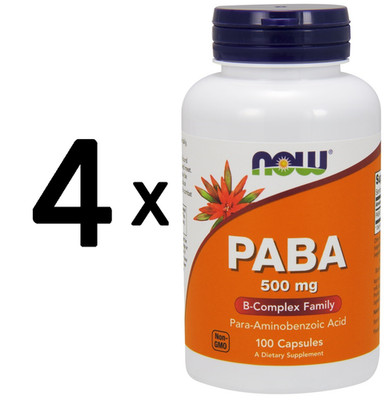 4 x NOW Foods PABA, 500mg - 100 caps (119,98 EUR/kg)