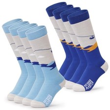 Ski Socks, Snowboarding Socks for Boys Small A -Blue Yellow 2 grey Blue 2
