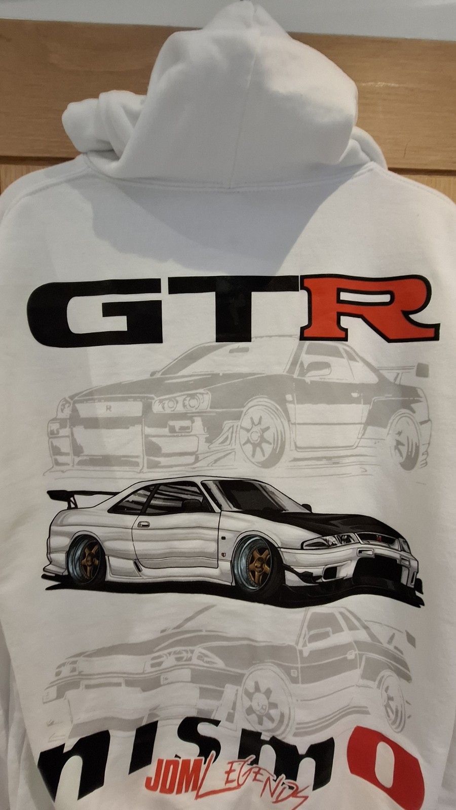 JDM Legends GTR Nismo Hoodie White Size S • Skyline R34 Car Enthusiast Gift