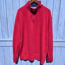 Tommy Hilfiger Men's Size 2XL Pullover Sweater Quarter 1/4 Zip Red XXL