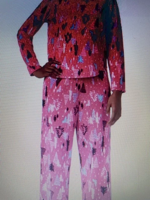 NUEVO XL $68 Tono ROSA Mujer Manga Larga Waffle Polar Juego de Pijama 2 Piezas Foto 3 de 3