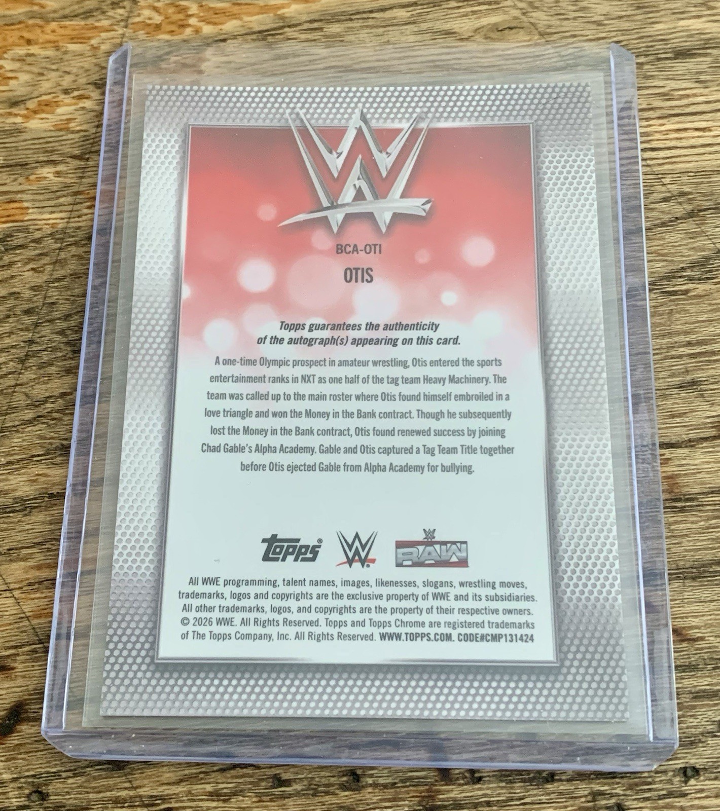 2026 Topps chrome WWE Auto Refractor 7/10 Otis view 2