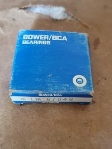 Bower/BCA bearing, part number LM 67048, packaged in a blue and white box. NEW