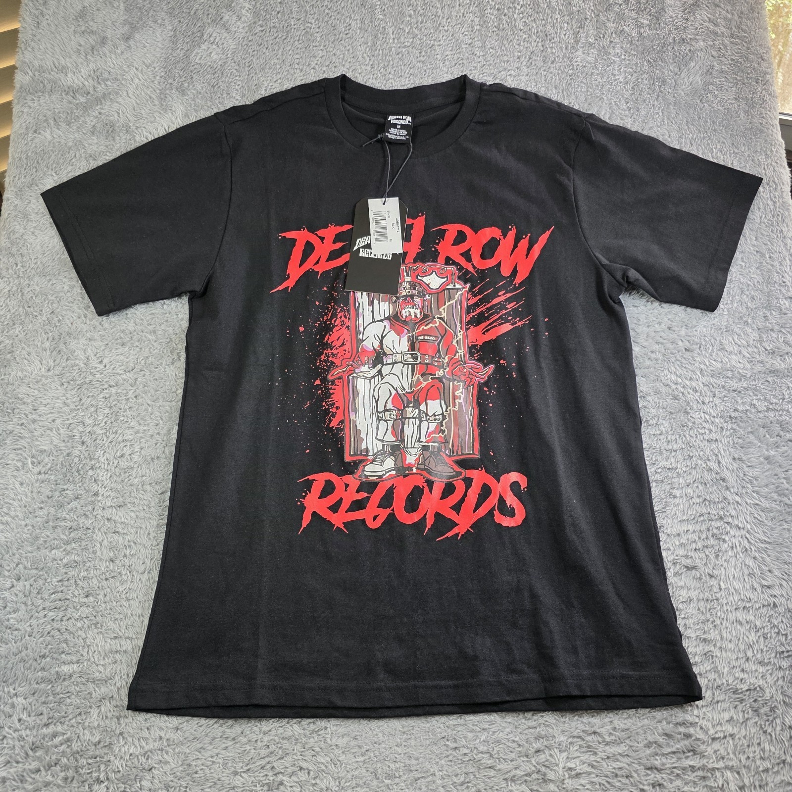 FILA T shirt Death Row Records sedia elettrica Snoop Dogg nera taglia media nuova con etichetta