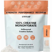 100% Kreatin Monohydrat Pulver | Laborgeprüft | 30 Reisebeutel, Einheitsgröße 