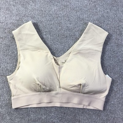 Tommie Copper Sports Bra Womens Large Beige Shoulder Support Activewear Gym Top
