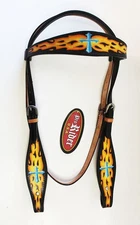 Horse Tack Bridle Western Leather Headstall Turquoise 80171HB