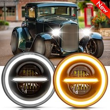 For Ford Model A 1930 1931 Pair 7 Inch Round Led Headlight Highlow Beam 6000k