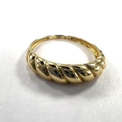 14K Gelbgold gedrehter Ring - elegant, glatt und zart schönes Geschenk
