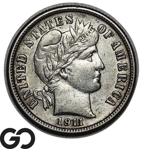 1911-D Barber Dime, Choice AU+