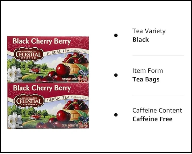 Celestial Seasonings Black Cherry Berry Tea Bags 20 Count Pack of 2