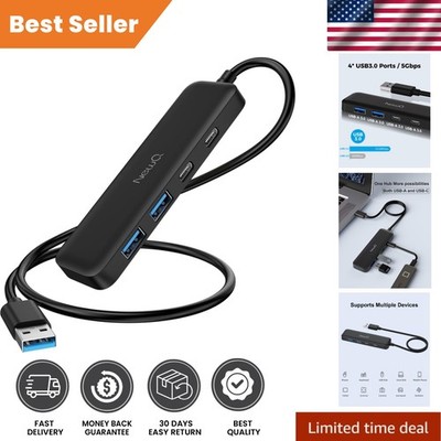 4 Ports USB 3.0 Splitter with 2 Type-C and 2 Type-A, 5Gbps Transfer Speed - Slim
