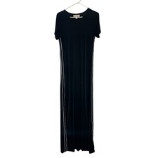 Michael Kors T-Shirt Black Sheath Maxi Dress Side Stripe Women's Size Medium