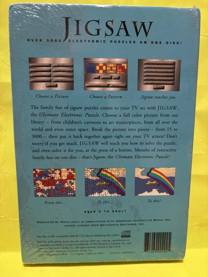 Jigsaw Philips CD-i, 1991 Long Box NEW Factory Sealed Vintage RARE FREE SHIPPING - Image 2 of 2