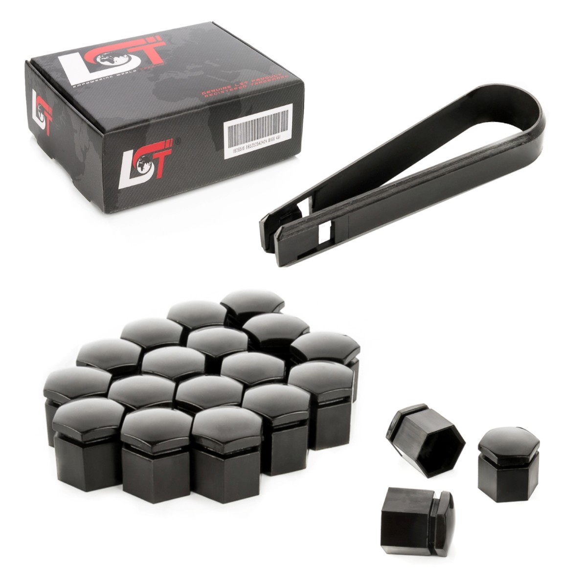 20X Wheel Nut Cover Hex Caps 17 Mm Black For VOLVO