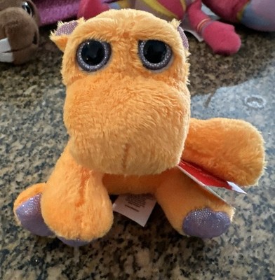 Russ Lil Peepers Plush  Peaches  the Orange Hippo Purple Feet Keychain