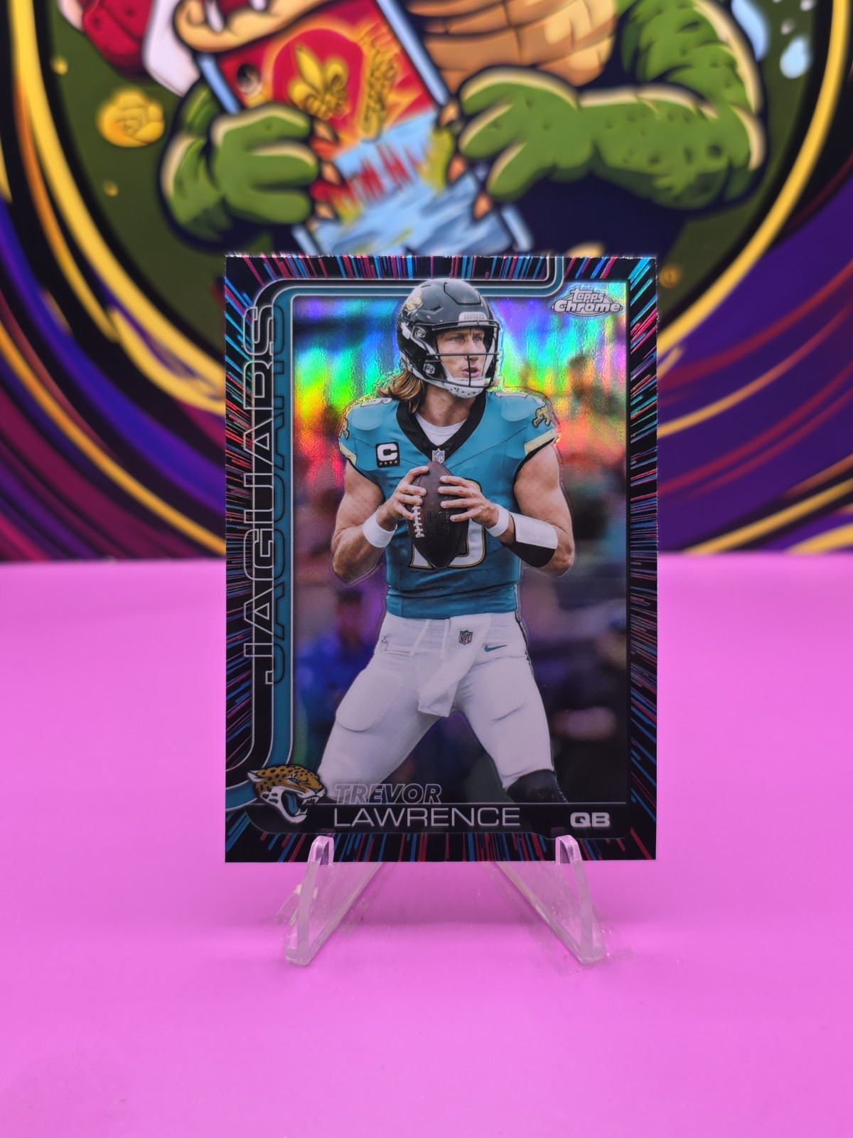 2025 TOPPS CHROME TREVOR LAWRENCE NEON PULSE REFRACTOR #138 SP JAGUARS 