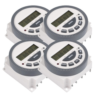4 PACK Weekly Programmable TM619 Timer Switch with LED Indicator and LCD Display