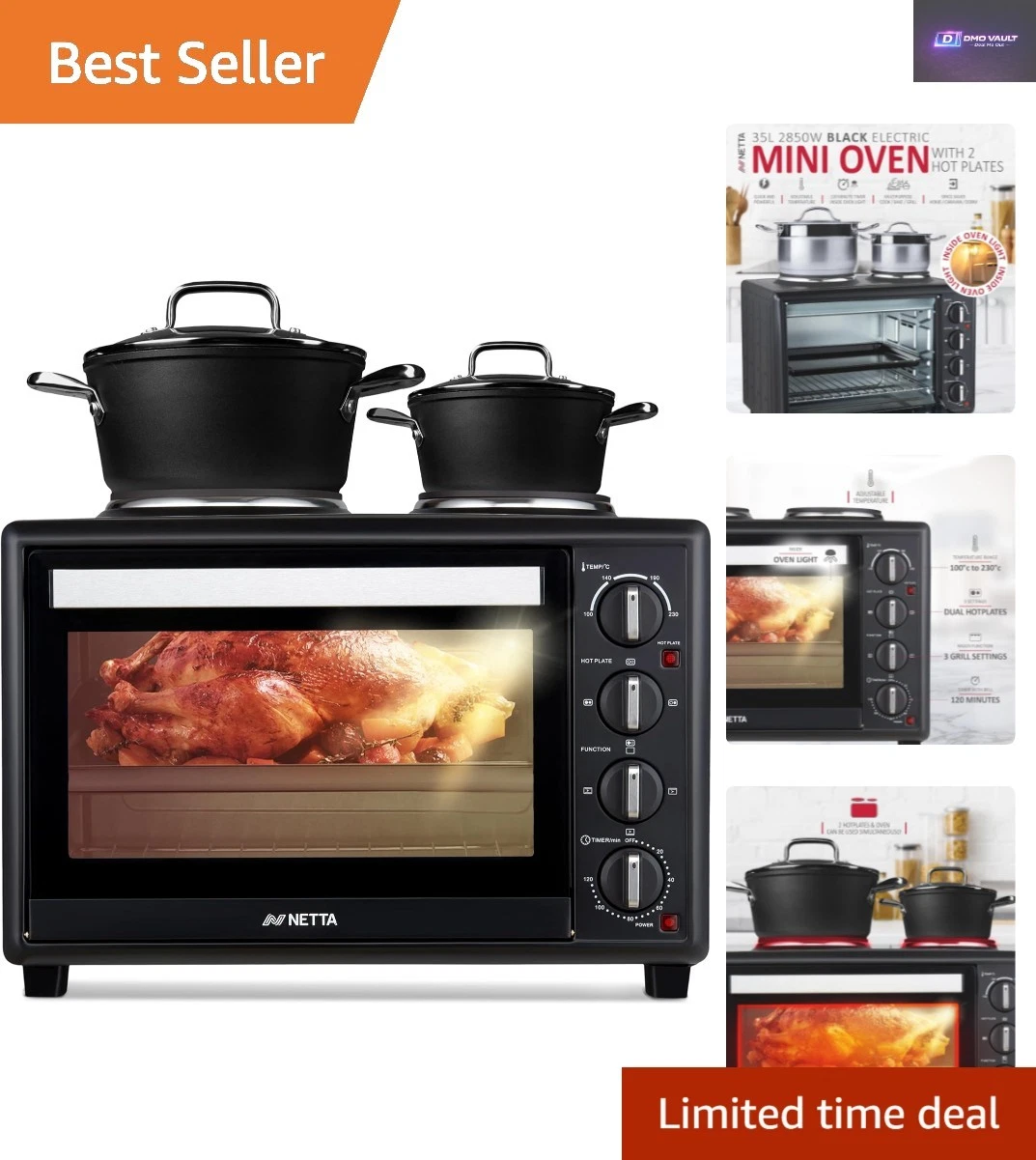 All-in-One 2850W Mini Oven with Grill – Ideal for Small Spaces and Quick Meals
