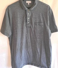 Hickey Freeman New York Mens XL Short Sleeve Polo Shirt Striped Gray