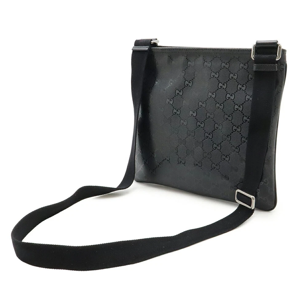 GUCCI GG Imprime Shoulder Bag in PVC and Leather, Black, 295257 - Image 3 of 4