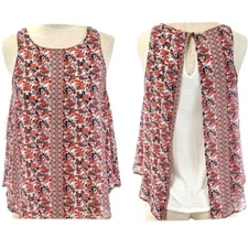 Francesca’s Alya double layer split back boho floral top size XS