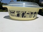 Vintage 1958 Pyrex "Mod Kitchen" Cradled Oval Covered Casserole Dish 1.5 Quart