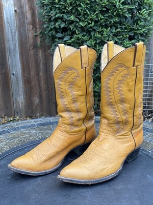 Justin Smooth Ostrich Cowboy Western Boots Mens Size 11.5 D Made In USA
