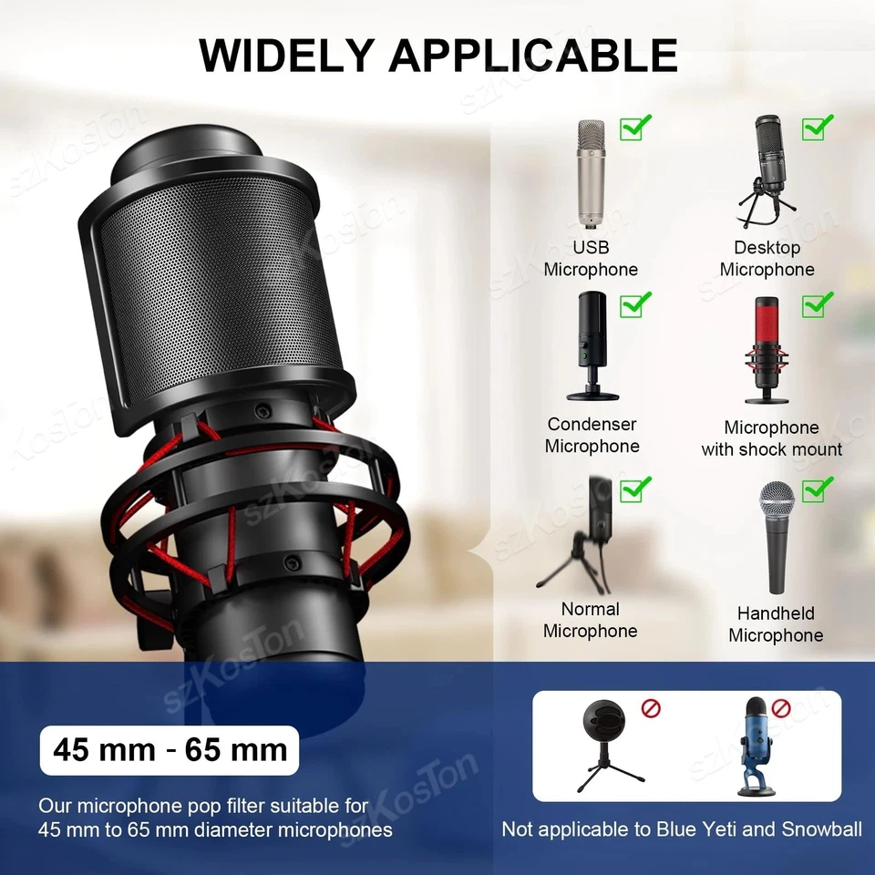 Filtro de micrófono profesional / Pop Shield - 360° flexible y doble capas NUEVO Foto 4 de 4