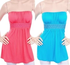 Beads & Embroidery Embellished Empire Waistline Sexy Tube Top