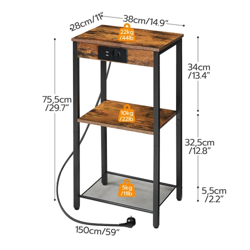HOOBRO Telefontisch Beistelltisch Nachttisch Schuhregal Schuhablage Schuhschrank - Bild 6 von 16