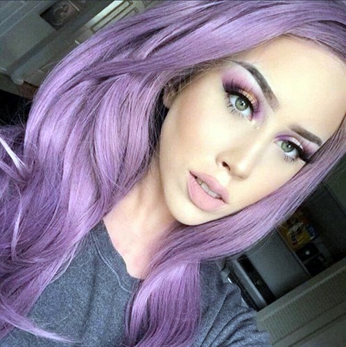 Long Silky Straight Wig Purple Lace Front Synthetic Wig Coslpay Glueless Wig USA - Picture 2 of 12