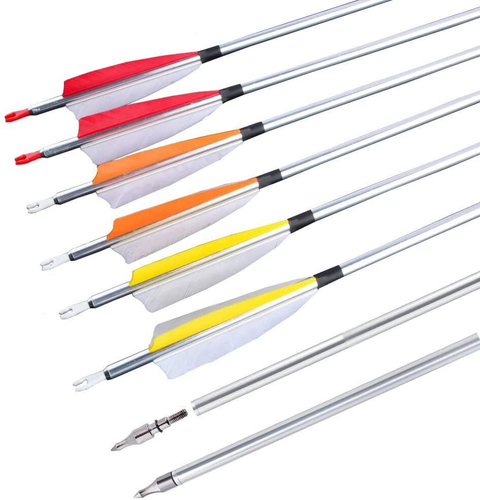 30" Archery Aluminum Arrows SP500 Feathers Recurve Compound Bow Target Hunting - Picture 16 of 27