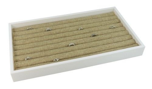 White Stackable 1.5 Inch Deep Plastic Presentation Tray w/ Choice of Display Pad - Picture 24 of 27