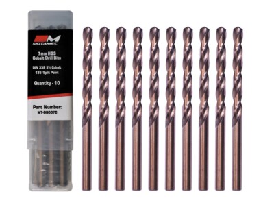 Motamec 7mm x 10 Pack Cobalt M35 HSS Drill Bits Set High Quality DIN338 Bit box