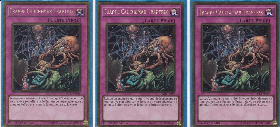 Yu-Gi-Oh! 3x Trappe Cauchemar Traptrix PGL2-FR069 1ère Ed. Gold Rare COMME NEUF - Photo 1/1