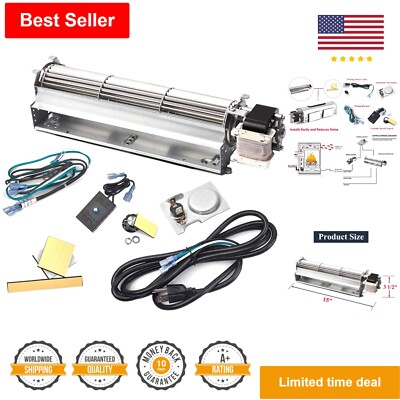 Fireplace Blower Fan Kit - Variable Speed, Easy Installation - 15'' x 4'' x 3.5''