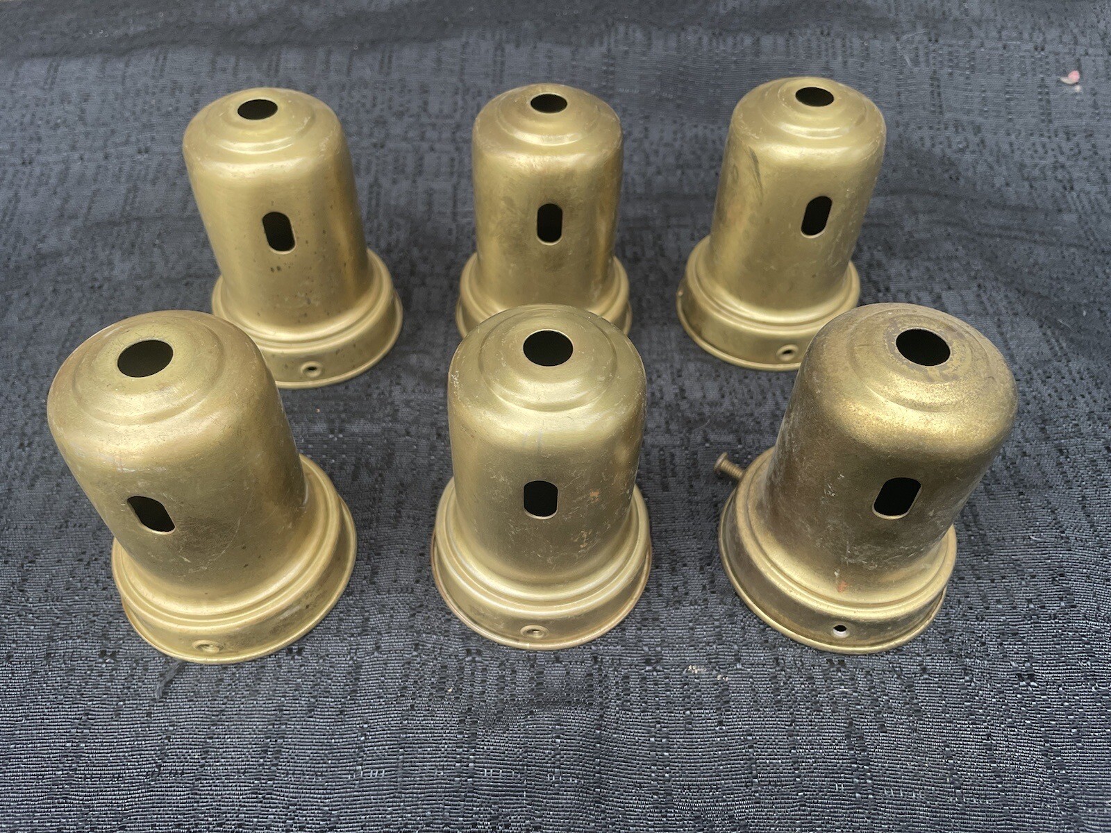 SET (6) VINTAGE CHANDELIER GOLD LIGHT FIXTURE SOCKET COVER SHADES