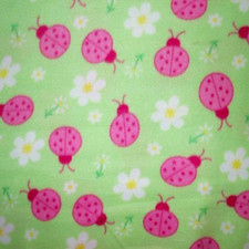 Lady Bugs Daisy Mint Print Fleece Fabric - 60" Wide - Sold by The Yard Bolt