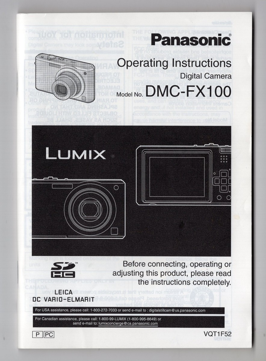 Panasonic Lumix DMC-FX100 Camera Operating Instructions Panasonic Lumix DMC-FX100 Camera Operating Instructions
