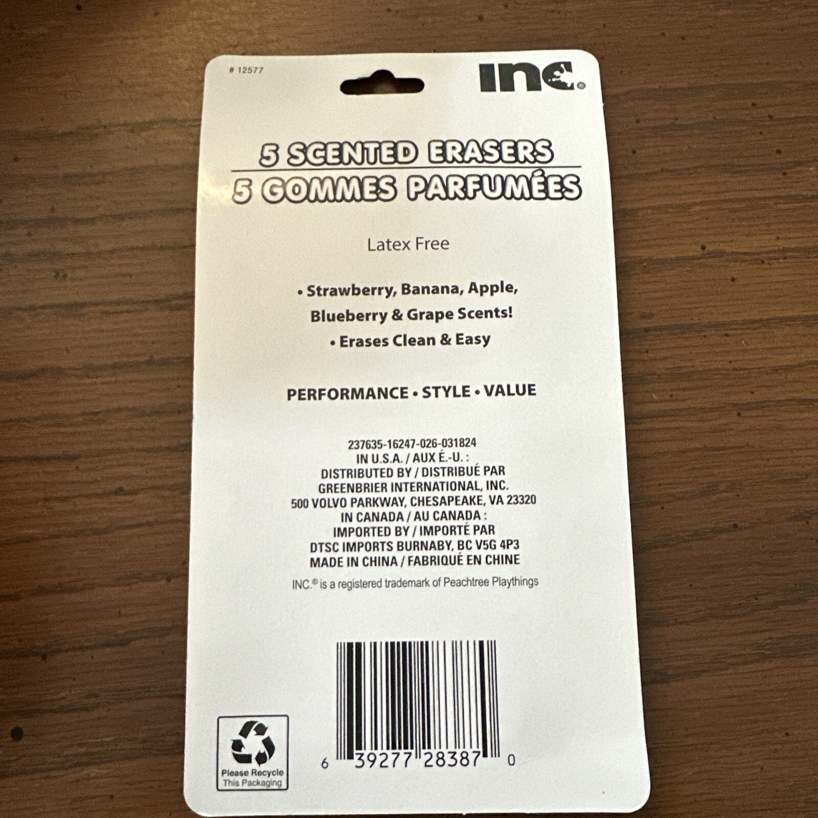 Inc Fruit Scented Erasers Pack Of Five Fun Learning Strawberry Banana Apple Grap