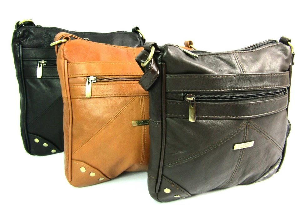 Ladies Womens High Quality Genuine Super Soft Leather Crossover Body Handbag Bag - Image 3 of 4