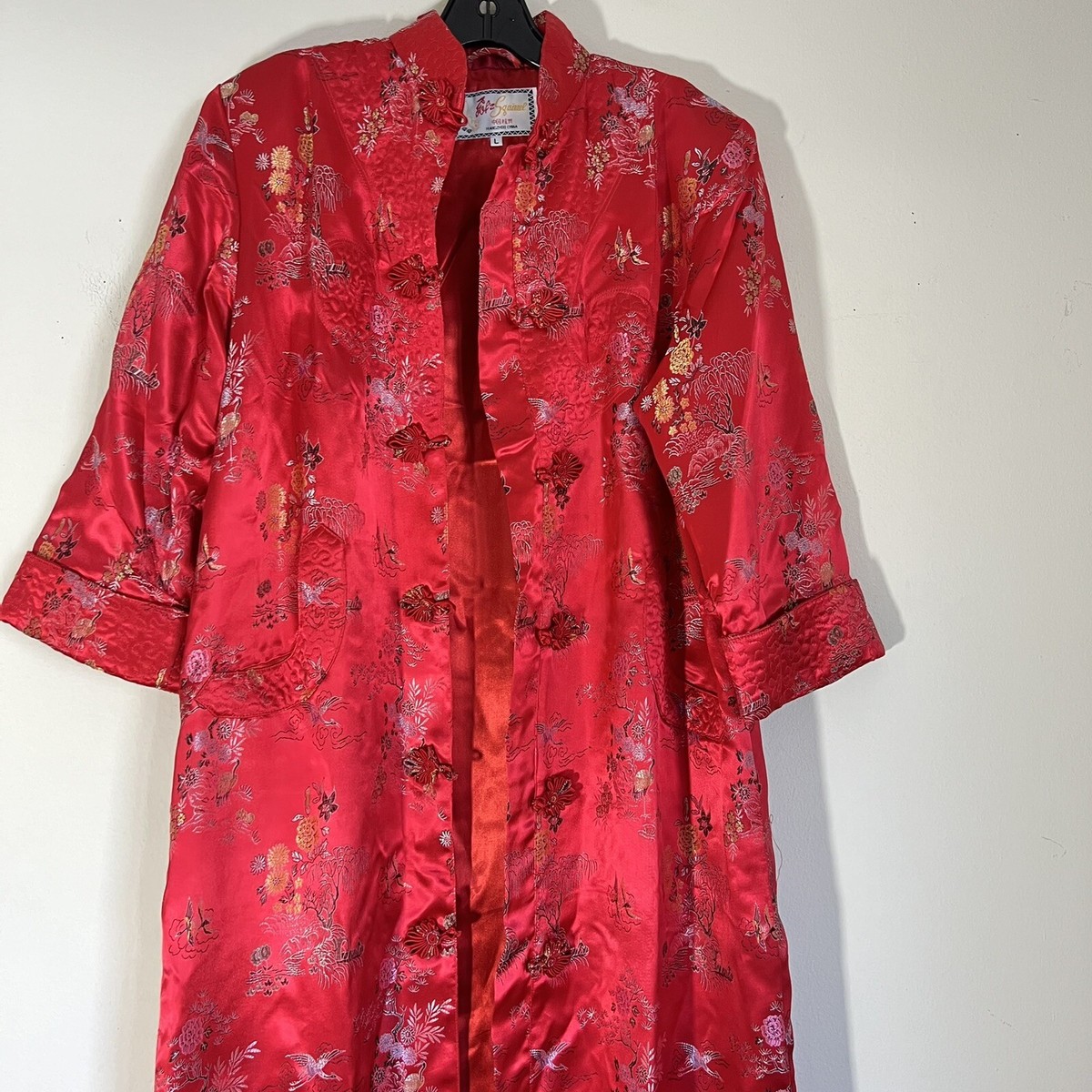 VTG Solz Squirrel Chinese Long Robe Dress Jacket Red VTG Solz Squirrel Chinese Long Robe Dress Jacket Red