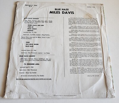 Miles Davis – Blue Haze Vinyl Record Album LP Prestige LP 7054 Hi