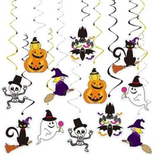 Halloween Spiral Swirls Hanging Decorations 12pk Home Party Backdrop Decorations