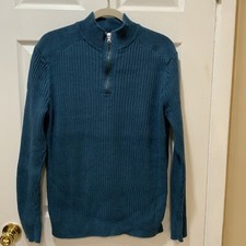 Express Sweater Men's Casual Blue Full Zip Long Sleeve COTTON Size Large L