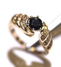 14k yellow gold .48ct SI1 H diamond sapphire gemstone ring 6g ladies 9 — photo 6